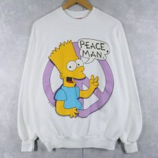 画像1: 90's THE SIMPSONS USA製 "PEACE, MAN." キャラクタープリントスウェット XL (1)