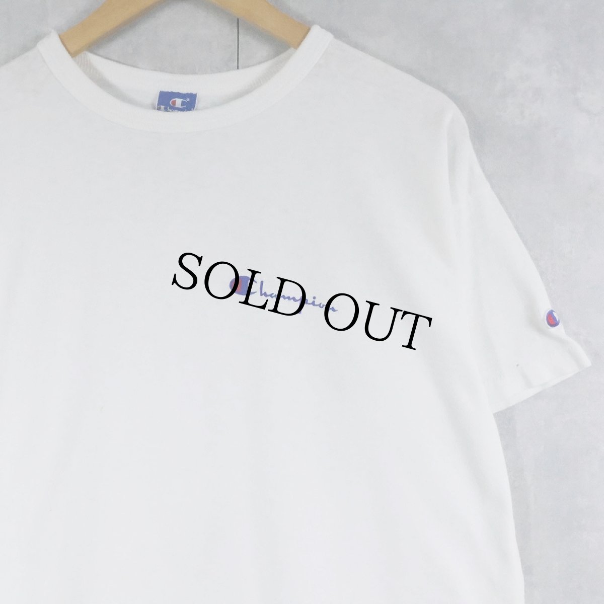 画像1: 80〜90's Champion USA製 青刺繍タグ 中期 ロゴプリントTシャツ XL  (1)