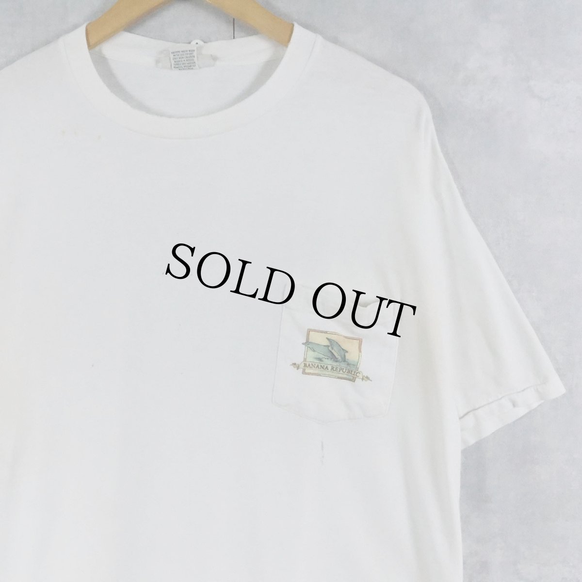 画像1: 90's BANANA REPUBLIC USA製 イルカプリント ポケットTシャツ XL (1)