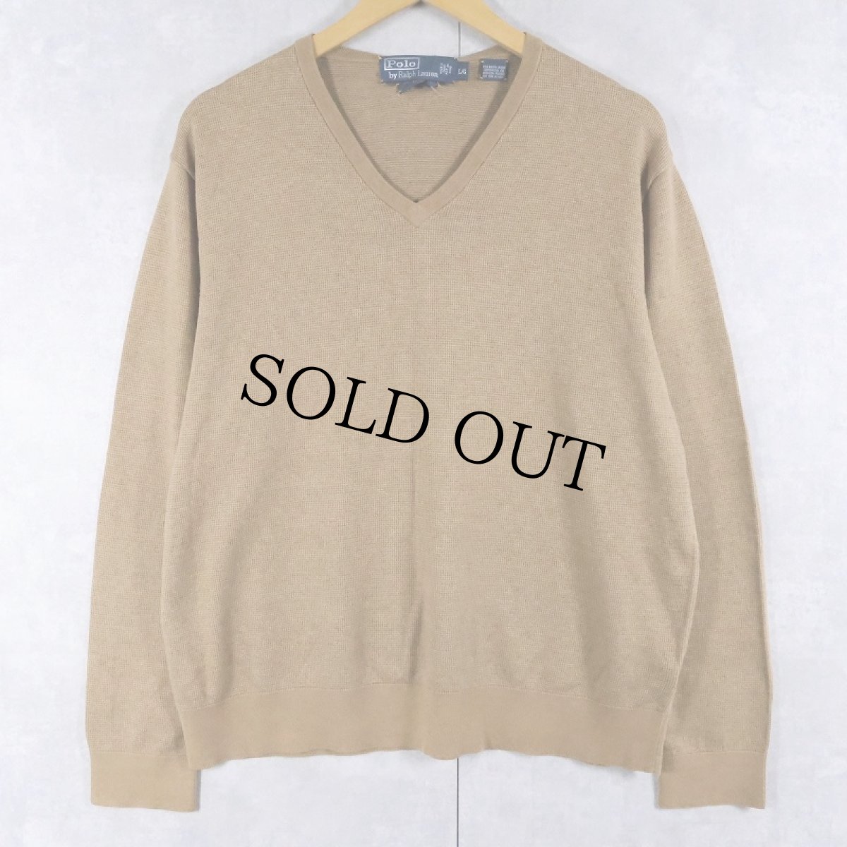 画像1: POLO Ralph Lauren Vネック ピマコットンニットセーター L (1)