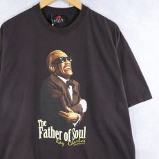画像1: 2000's Ray Charles "The Father Of Soul" ピアニスト プリントTシャツ BROWN 1X (1)