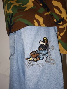画像2: RAW BLUE 刺繍入り デニムペインターパンツ W39 (2)