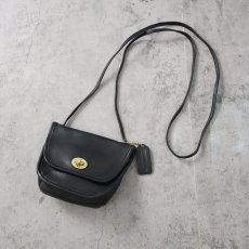 画像1: 80's COACH USA製 レザーショルダーバッグ BLACK (1)
