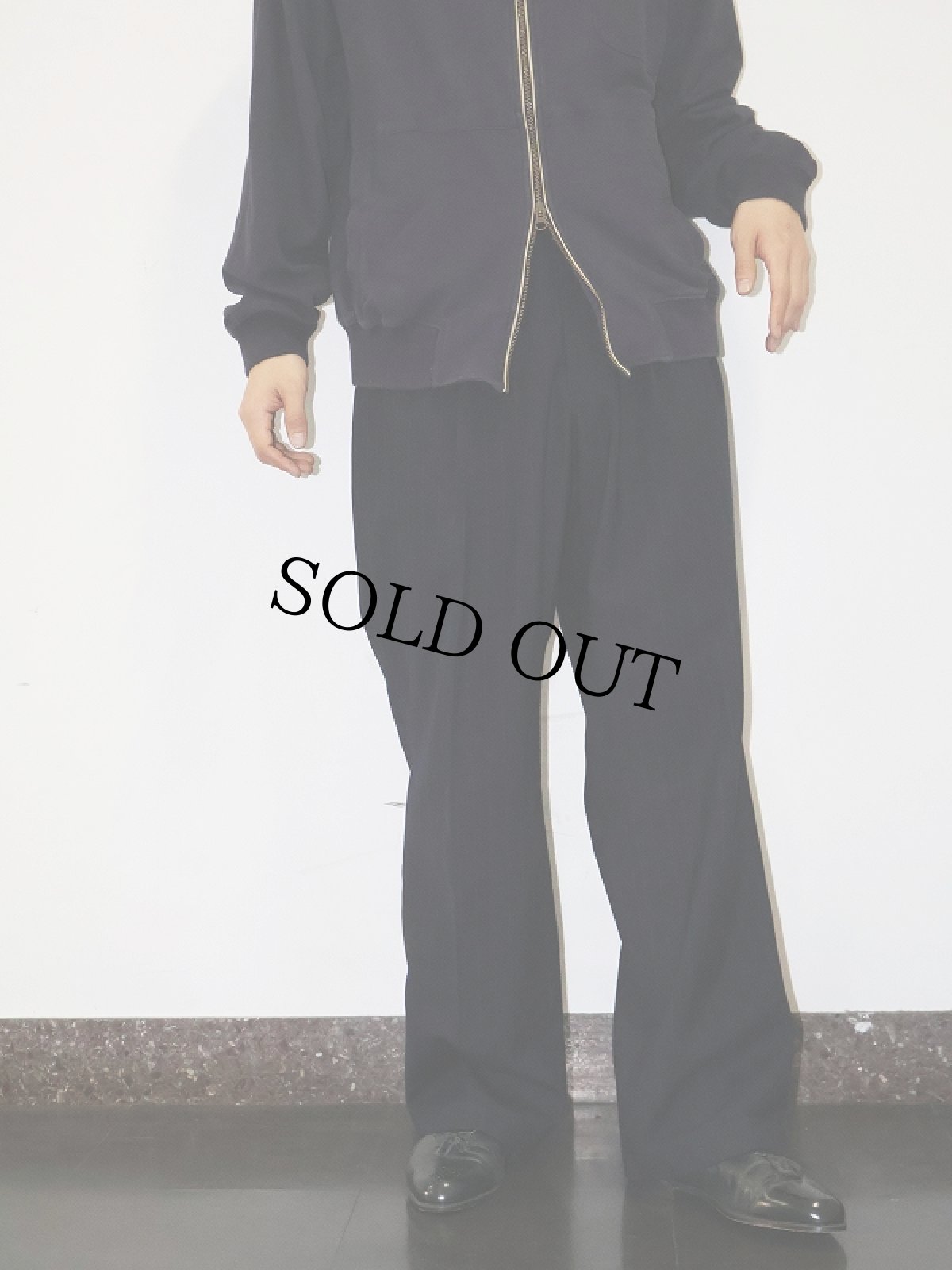 画像1: ストライプ柄 2タックスラックス NAVY W35 (1)