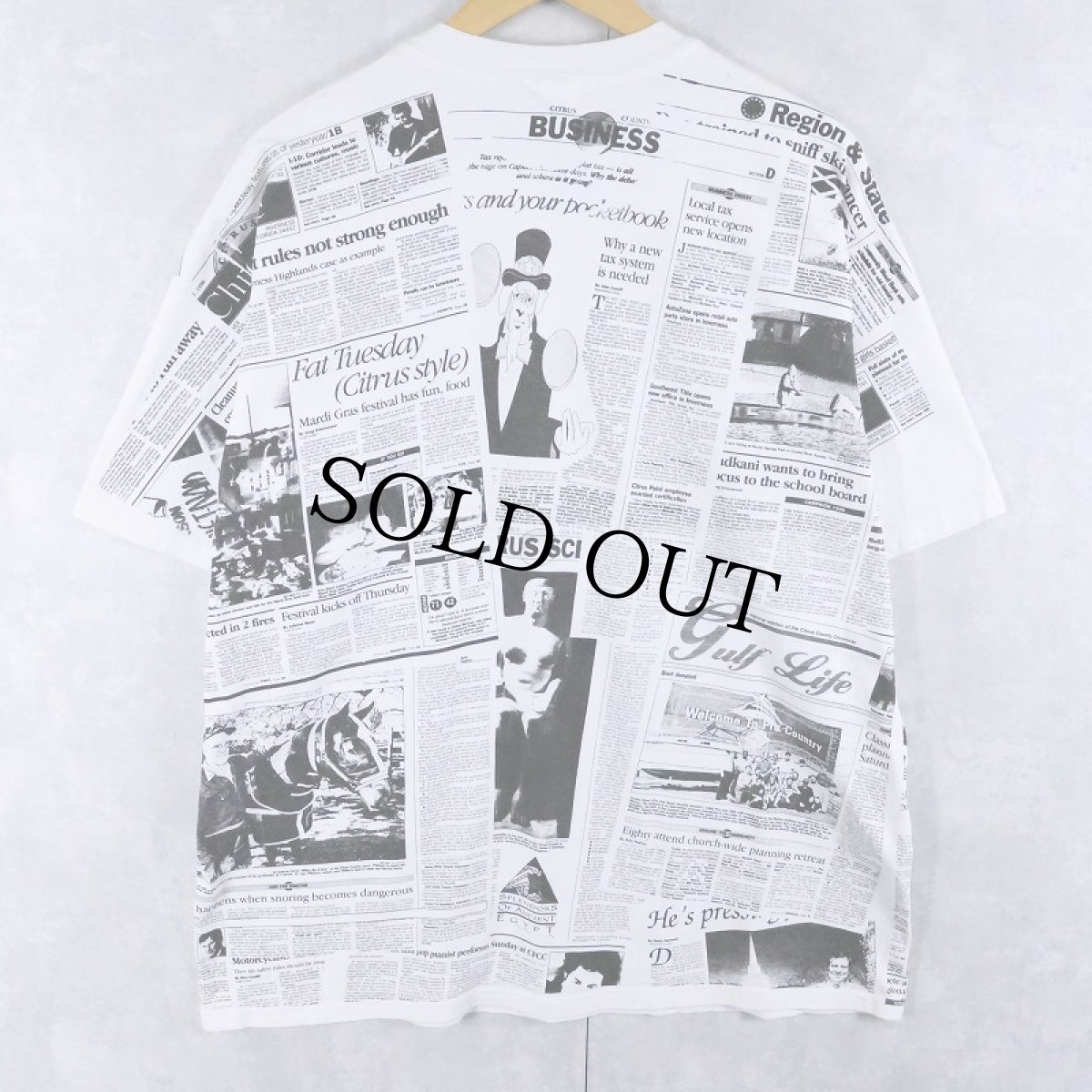 画像2: ニュースペーパー柄 大判プリントTシャツ XL (2)