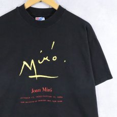 画像1: 90's Joan Miro USA製 アートプリントTシャツ BLACK L (1)