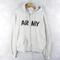 画像1: 90's U.S.ARMY PFU ロゴプリント スウェットジップパーカー X-LARGE (1)