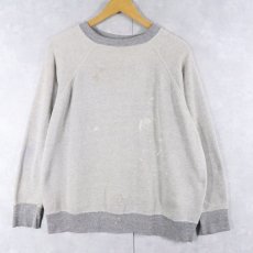 画像1: 60's〜 脇下三角ガゼット 2トーン 無地ラグランスウェット (1)