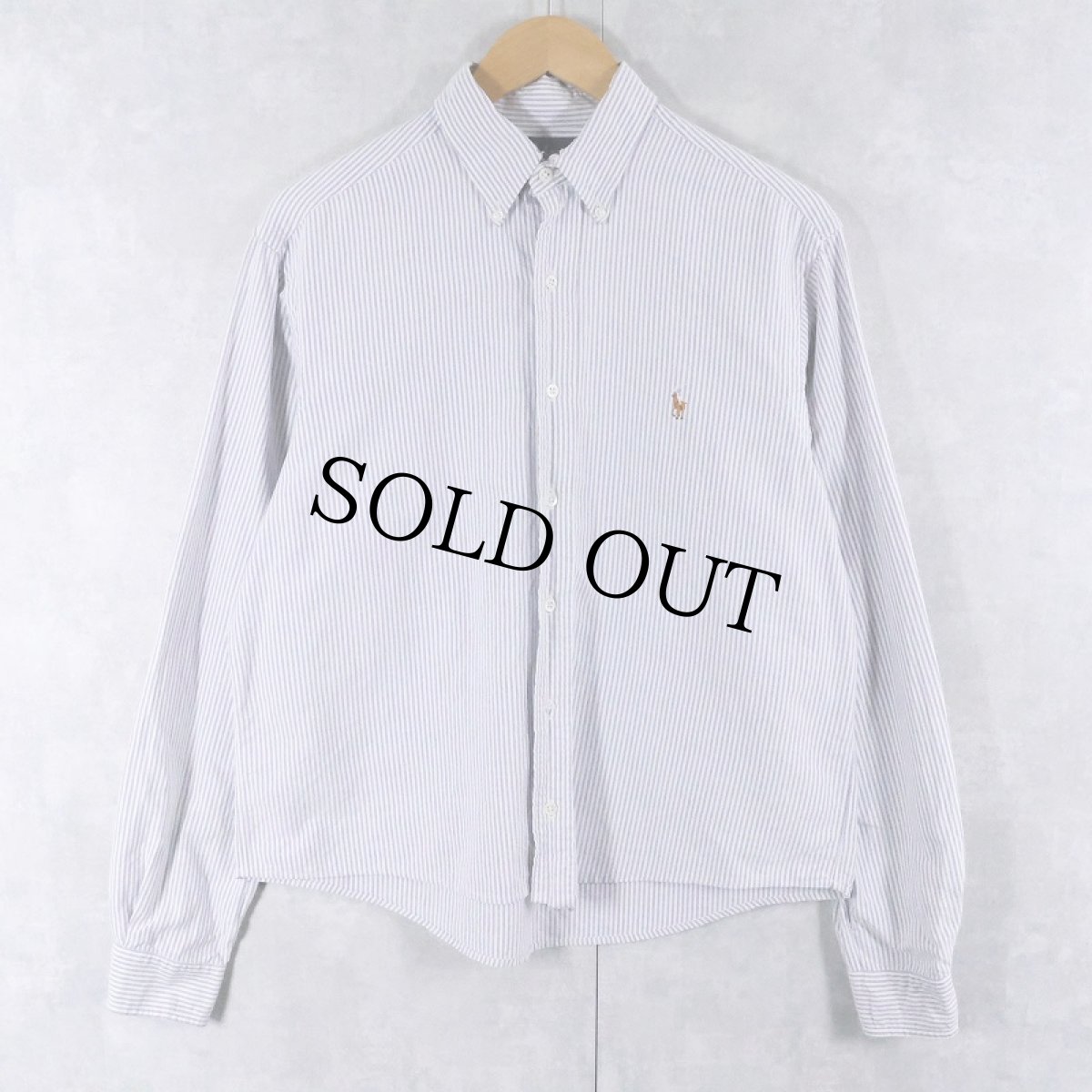画像1: 90's〜 Ralph Lauren ストライプ柄 コットンボタンダウンシャツ SIZE16-35 (1)