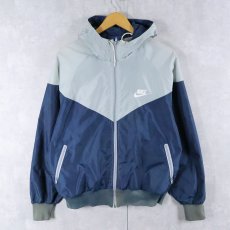 画像1: 80's NIKE 紺タグ 切り替えデザイン ナイロンジップパーカー L (1)