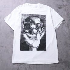画像1: 90's Garfield "M.C. Escher" キャラクター パロディプリントTシャツ (1)