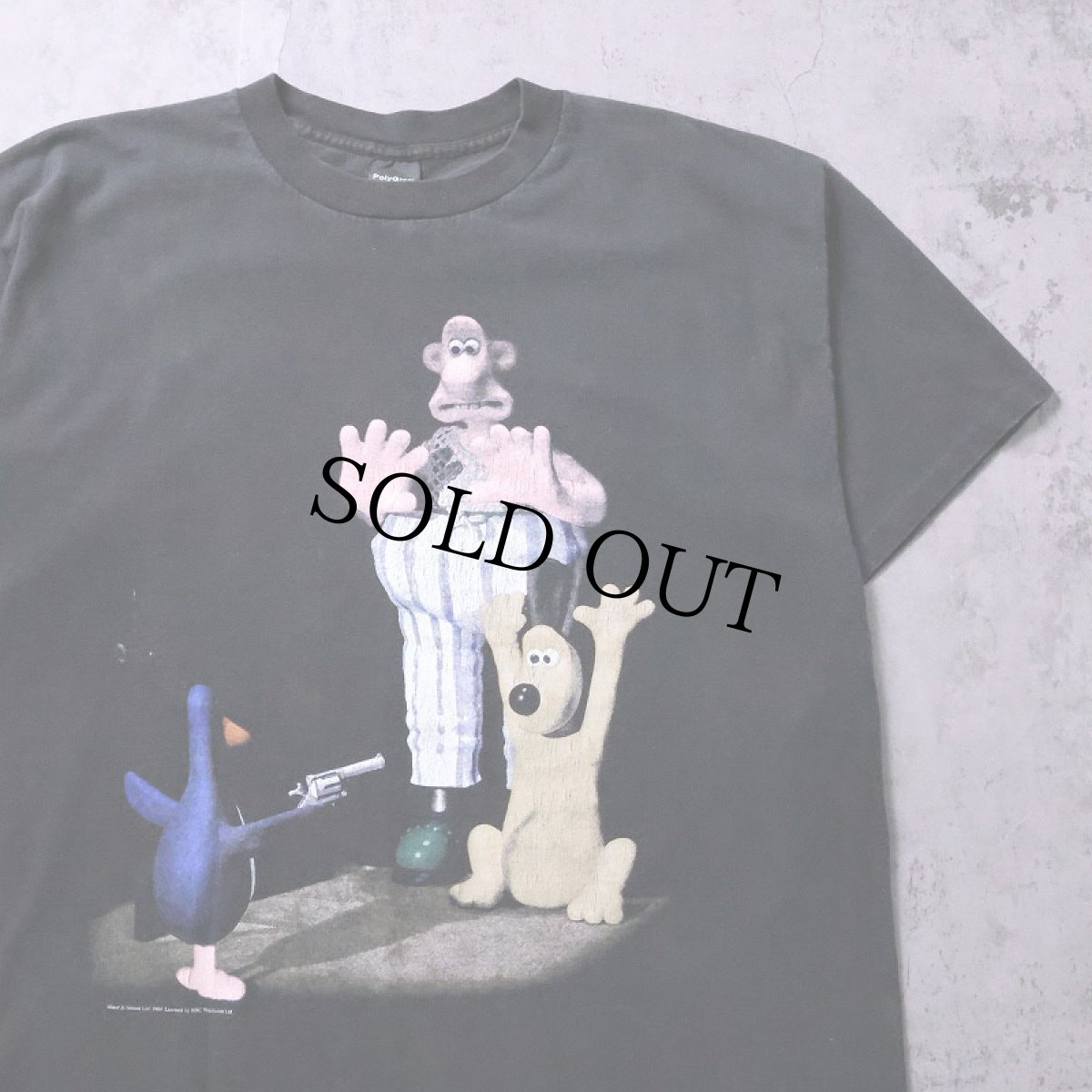 画像1: 90's WALLACE & GROMIT キャラクタープリントTシャツ BLACK XL (1)