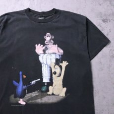 画像1: 90's WALLACE & GROMIT キャラクタープリントTシャツ BLACK XL (1)