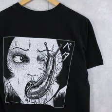 画像1: 伊藤潤二 "なめくじ少女" ホラー漫画プリントTシャツ BLACK M (1)