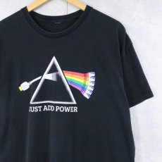 画像1: PINK FLOYD "JUST ADD POWER " ロックバンド パロディプリントTシャツ BLACK (1)