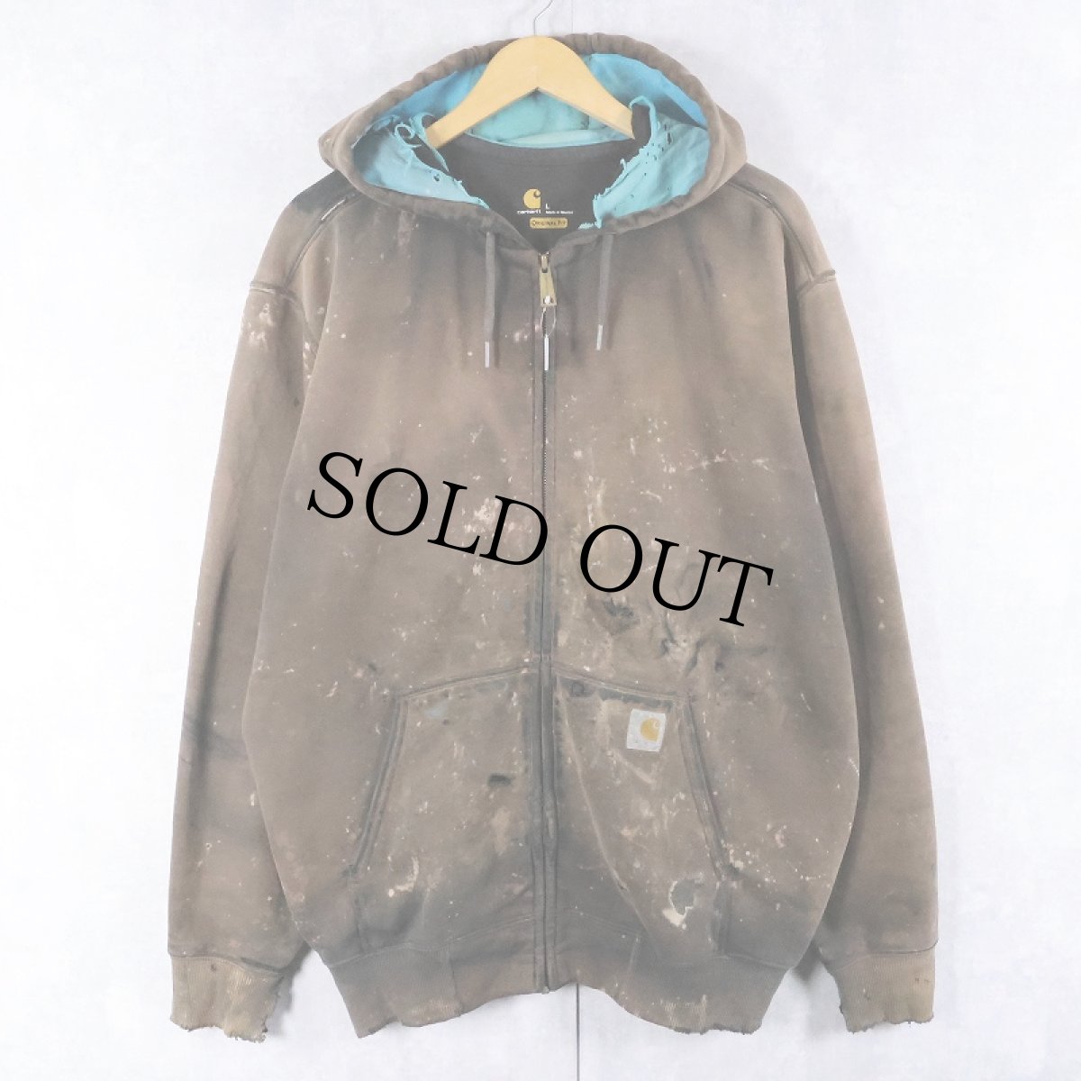 画像1: Carhartt "Original Fit" フェードスウェットジップパーカー L (1)