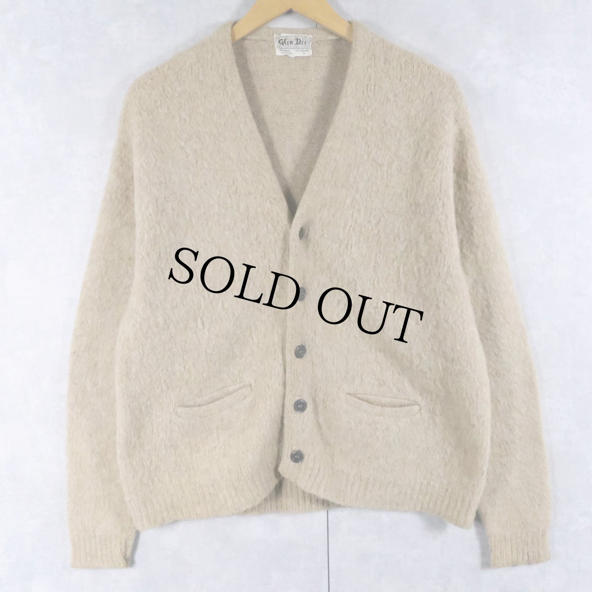 画像1: 60's GLEN DEE ウール×モヘアニットカーディガン L (1)