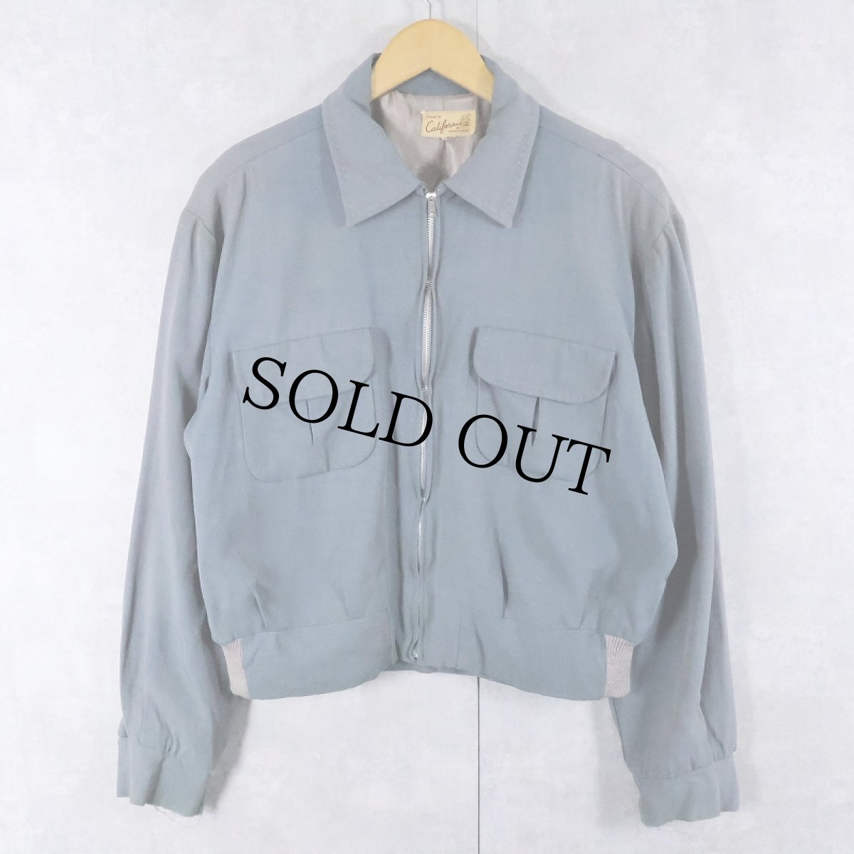 画像1: 50's California カスリ柄 レーヨンギャバジンジャケット SIZE42 (1)