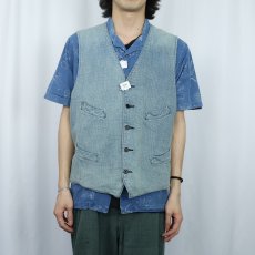 画像2: Ralph Lauren RRL 刺し子 インディゴベスト XL (2)