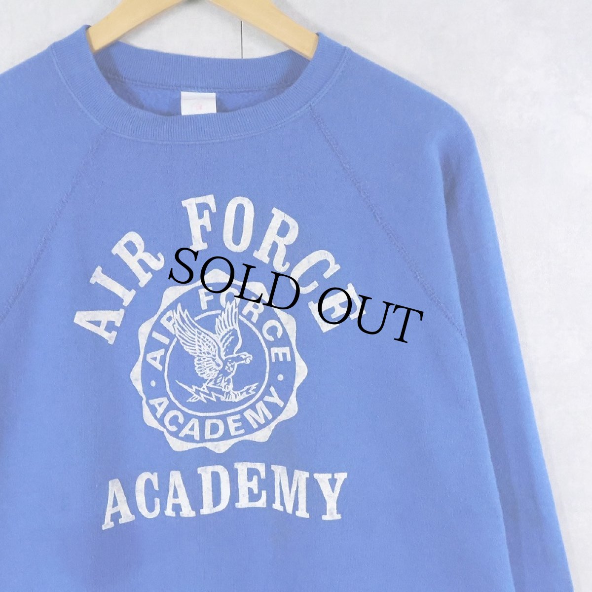 画像1: 80's TULTEX "AIR FORCE ACADEMY" フロッキープリント ラグランスウェット XL (1)