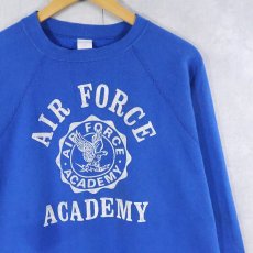 画像1: 80's TULTEX "AIR FORCE ACADEMY" フロッキープリント ラグランスウェット XL (1)