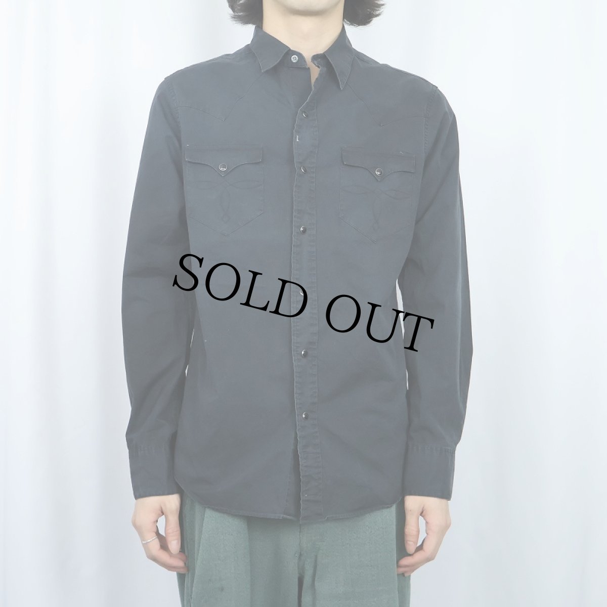 画像2: Ralph Lauren RRL コットンウエスタンシャツ BLACK M (2)