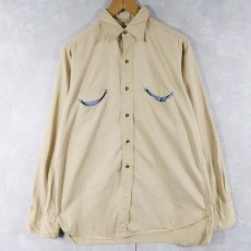 画像1: 60〜70's PILGRIM マチ付き コットンウエスタンシャツ SIZE15 (1)