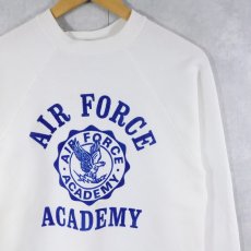 画像1: 70〜80's ARTEX USA製 "AIR FORCE ACADEMY" フロッキープリント ラグランスウェット M (1)
