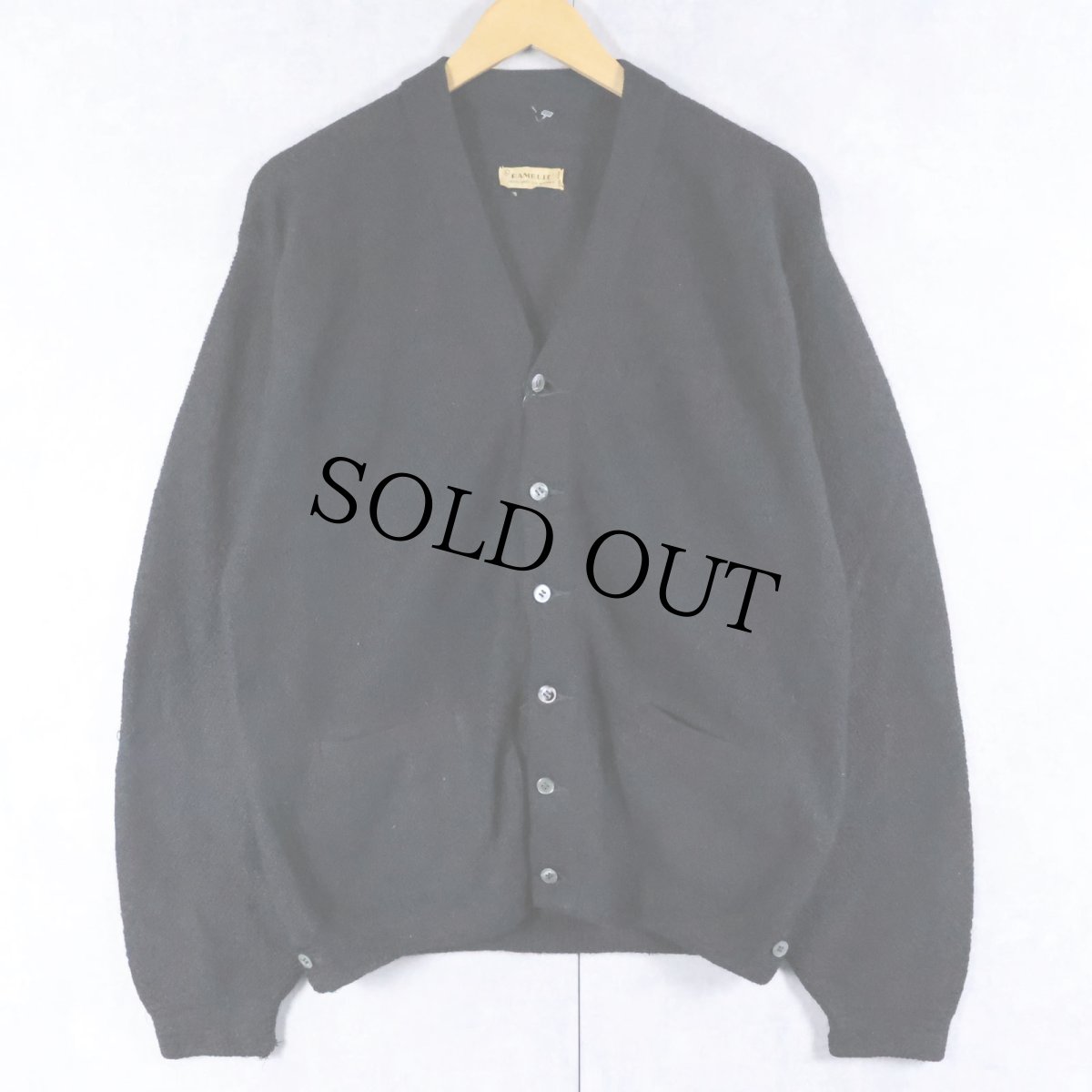 画像1: 50〜60's RAMBULE' "Baby Kid Mohair" モヘアニットカーディガン BLACK L (1)