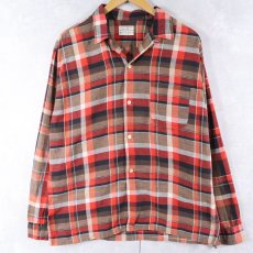 画像1: 50〜60's EVER-FRESH チェック柄 コットンオープンカラーシャツ L (1)