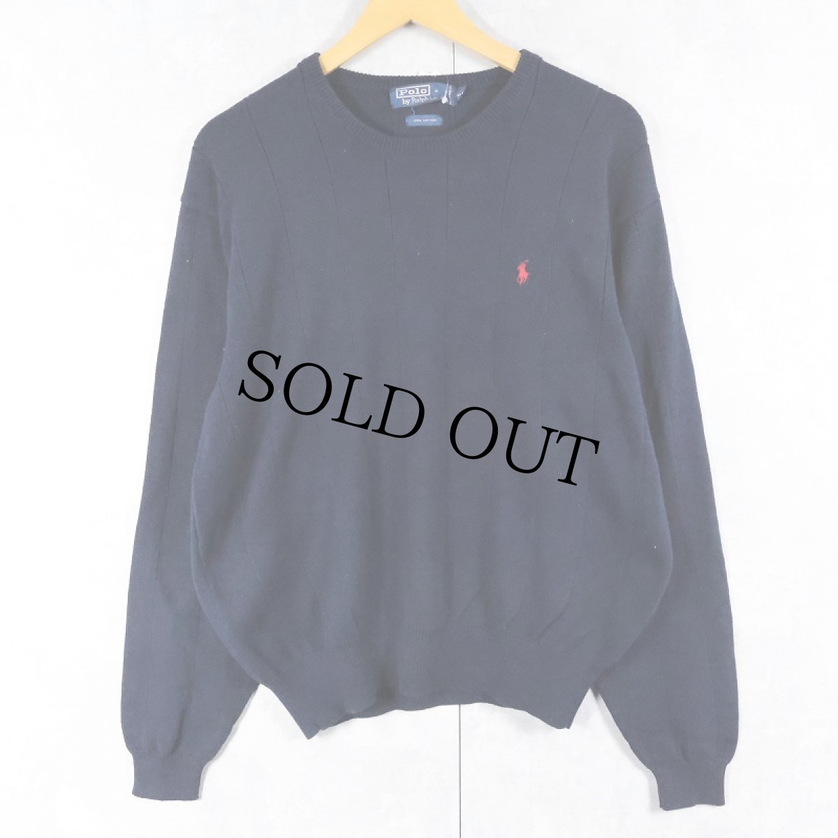 画像1: POLO Ralph Lauren 針抜き コットンニットセーター NAVY M (1)