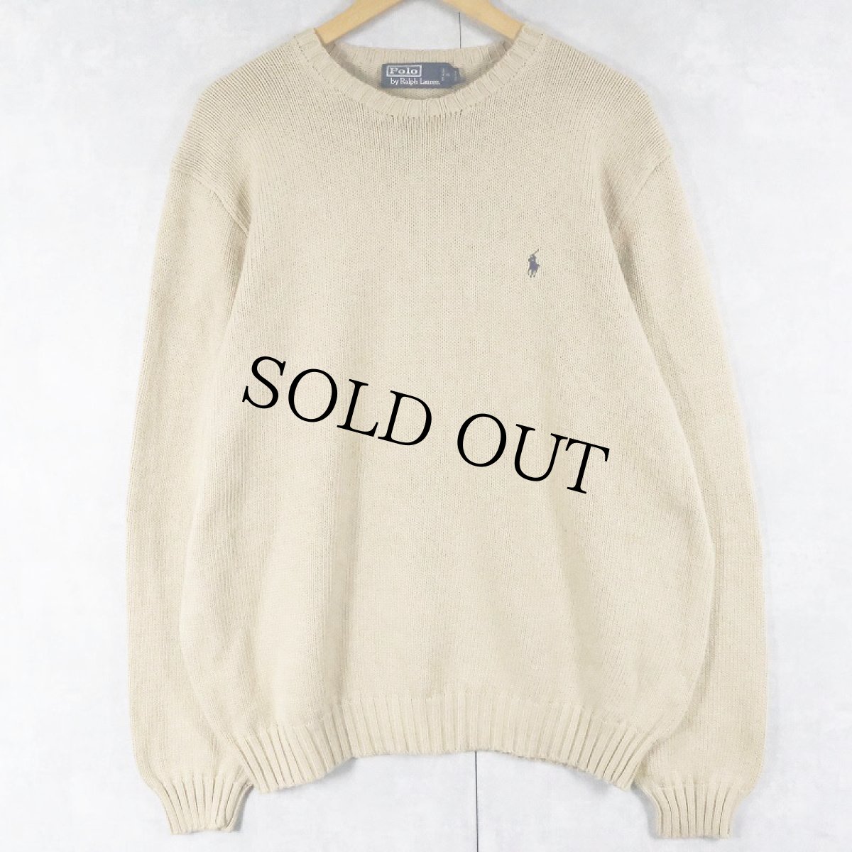 画像1: POLO Ralph Lauren ロゴ刺繍 コットンニットセーター XL (1)