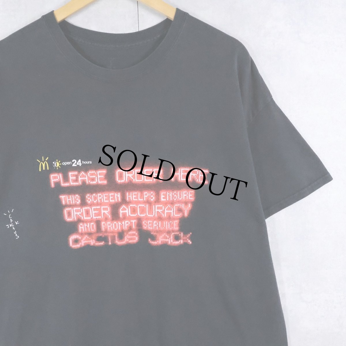 画像1: Cactus Jack × McDonald's "ORDER HERE" ヒップホップTシャツ BLACK L (1)