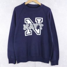 画像1: 90's "NAVY" プリントラグランスウェット NAVY (1)
