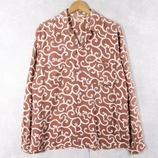 画像1: 40's ARROW USA製 アラベスク柄 コットンオープンカラーシャツ SIZE2 (1)