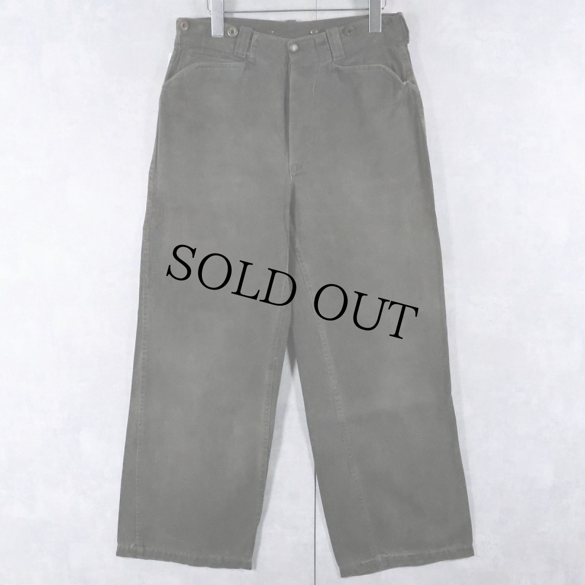 画像1: 40〜50's "Frisco Type" 針刺しシンチバック コットンツイルワークパンツ BLACK W30 (1)