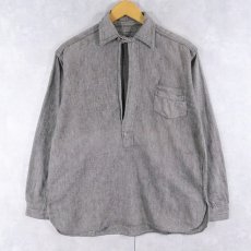 画像1: 30〜40's 杢グレー チンスト付き コットンプルオーバーシャツ (1)