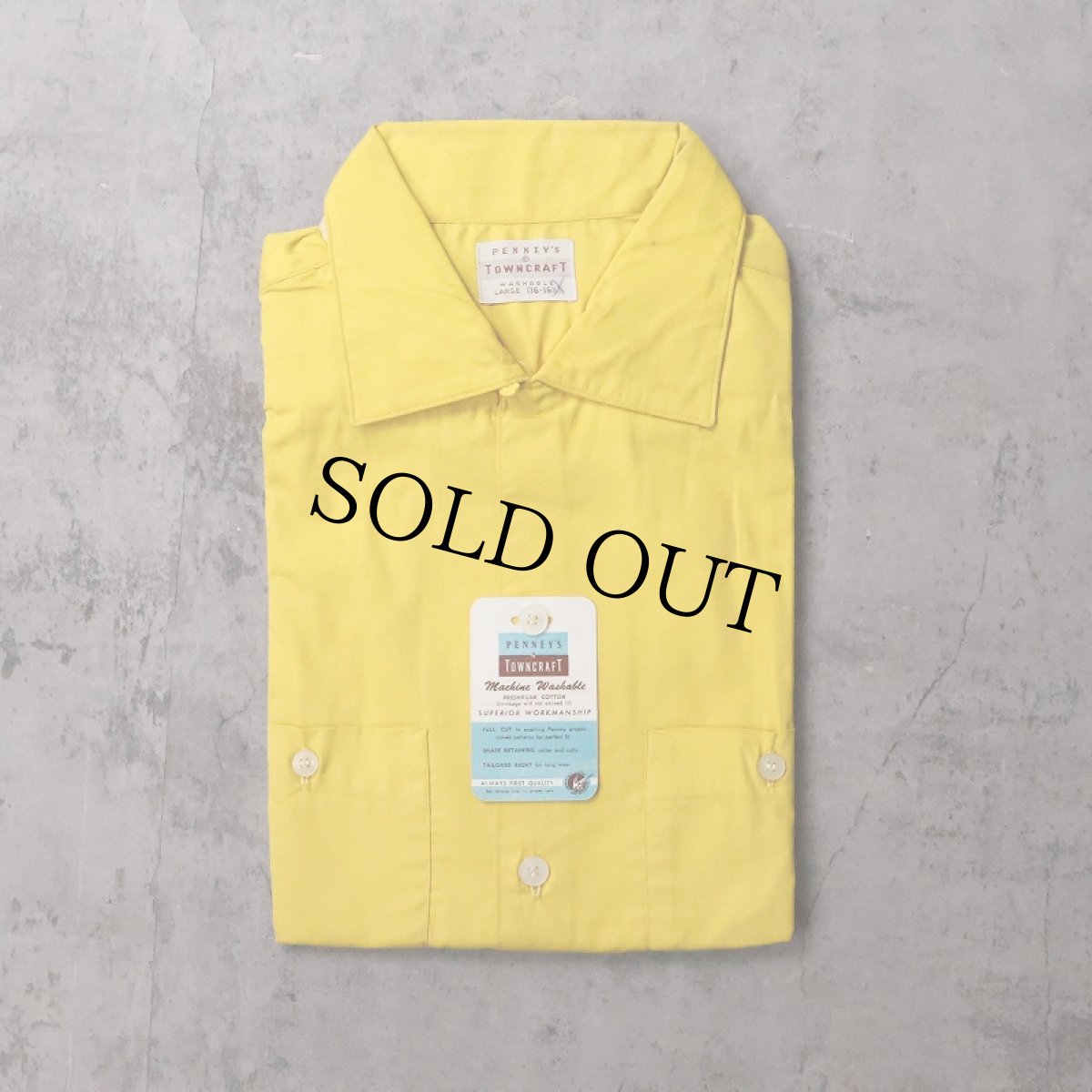 画像1: 50's PENNEY'S TOWNCRAFT コットンオープンカラーシャツ DEADSTOCK L (1)