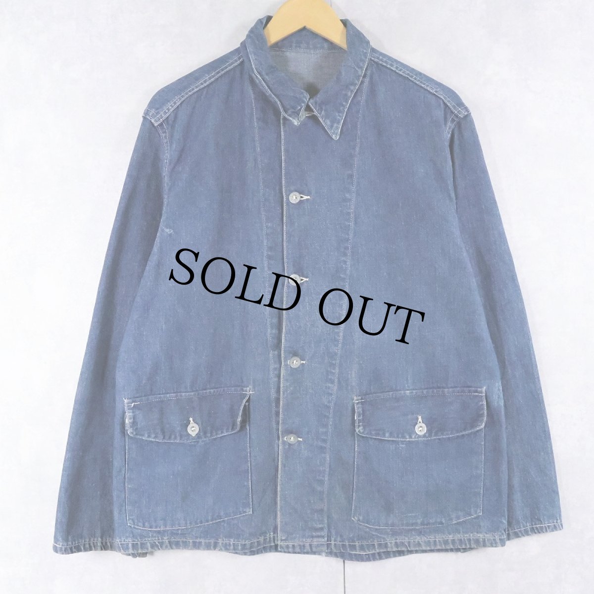 画像1: 40's WWII U.S.ARMY M-41 メタルボタン デニムカバーオール (1)