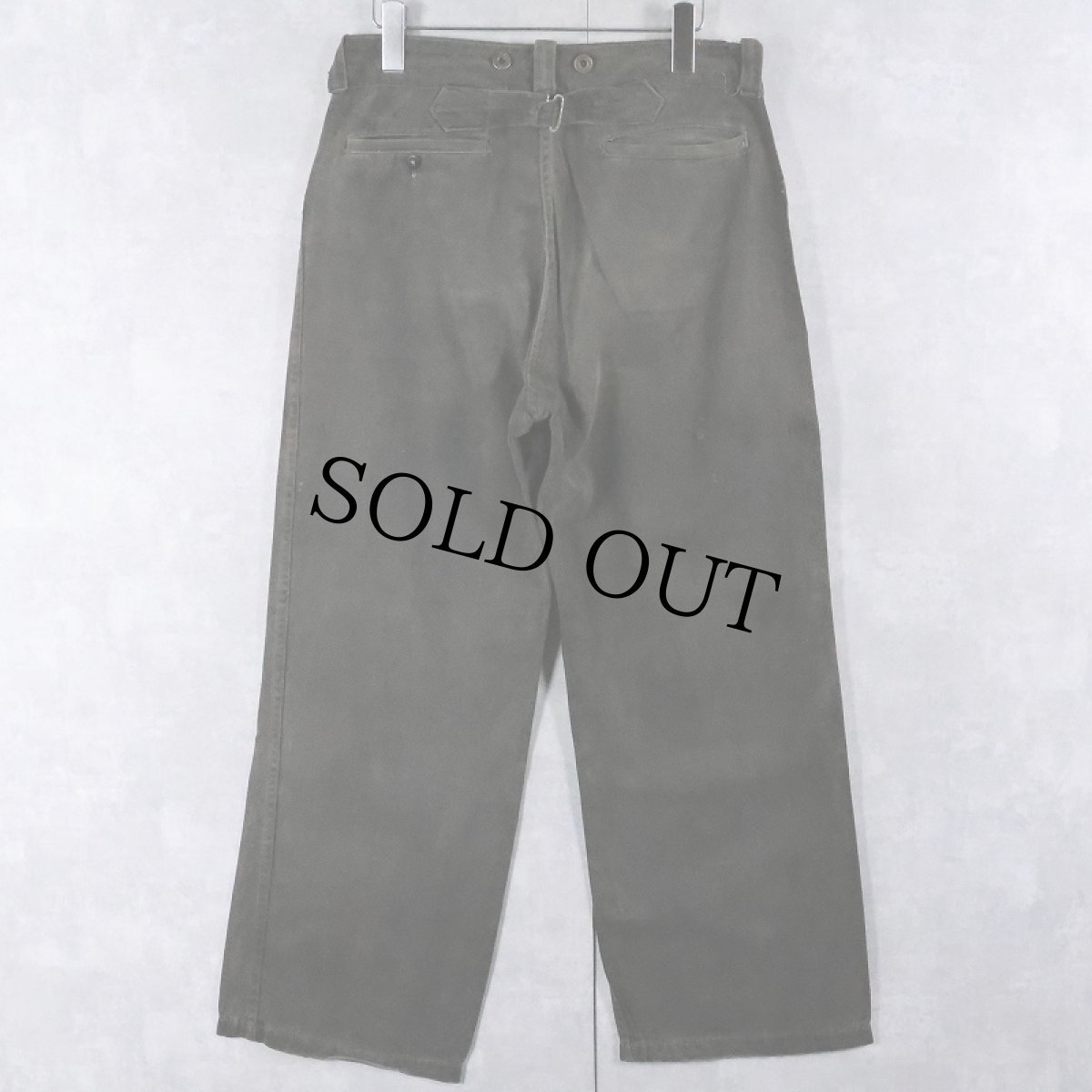 画像2: 40〜50's "Frisco Type" 針刺しシンチバック コットンツイルワークパンツ BLACK W30 (2)