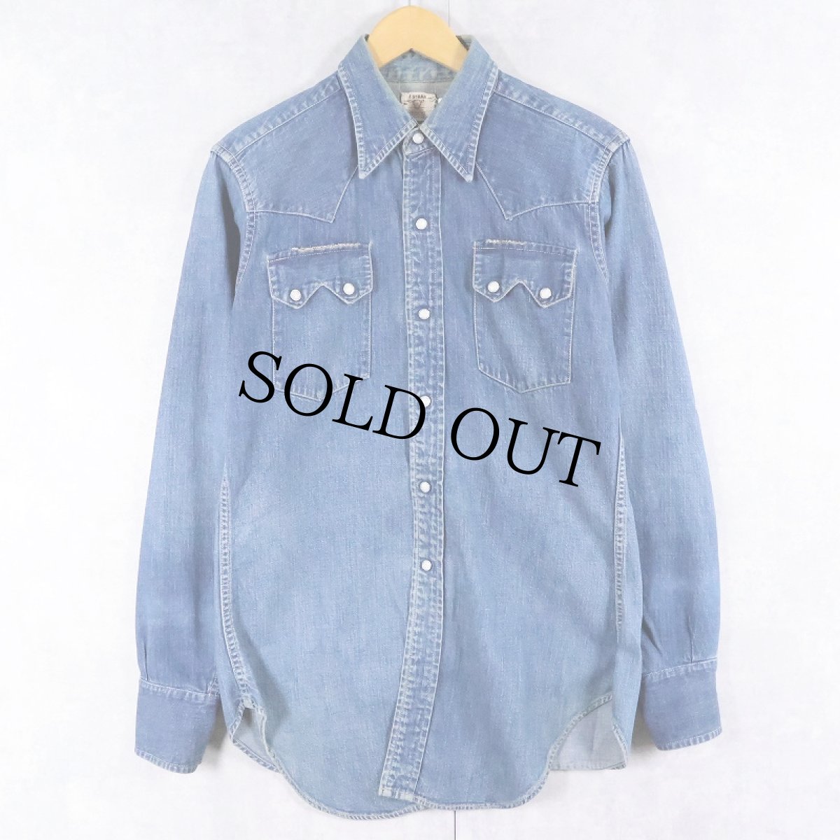 画像1: 50's LEVI'S ショートホーン デニムウエスタンシャツ (1)