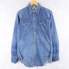 画像1: 50's LEVI'S ショートホーン デニムウエスタンシャツ (1)