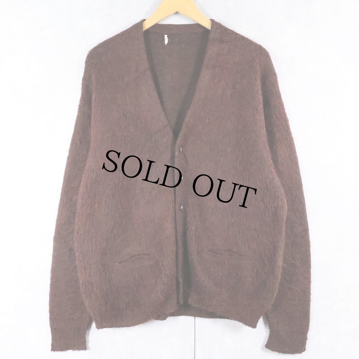 画像1: 60's〜 ミックスカラー モヘアニットカーディガン L (1)