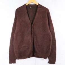 画像1: 60's〜 ミックスカラー モヘアニットカーディガン L (1)