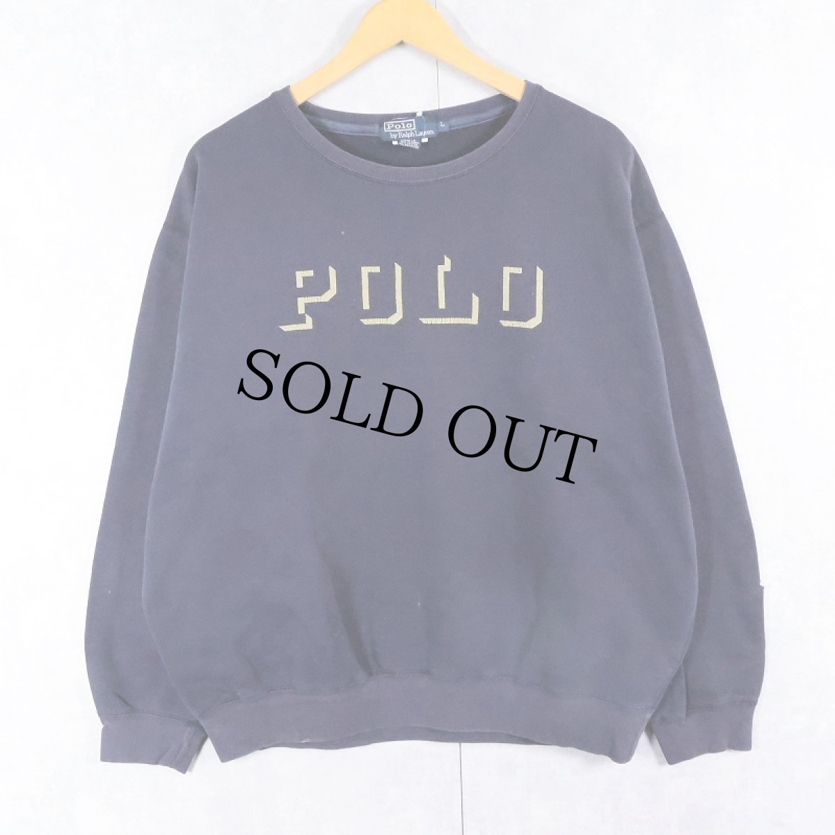 画像1: 90's POLO Ralph Lauren USA製 ロゴプリントスウェット NAVY L (1)