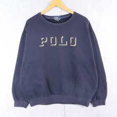 画像1: 90's POLO Ralph Lauren USA製 ロゴプリントスウェット NAVY L (1)