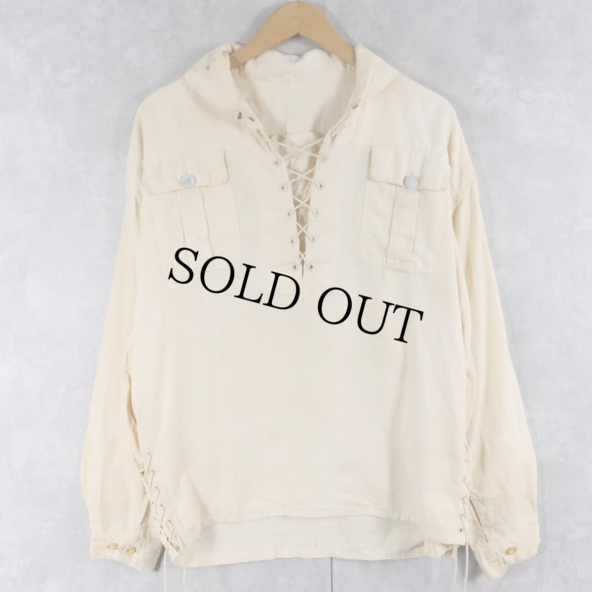 画像1: 40's EURO Military コットンガーゼ ショールカラー プルオーバーシャツ (1)