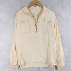 画像1: 40's EURO Military コットンガーゼ ショールカラー プルオーバーシャツ (1)