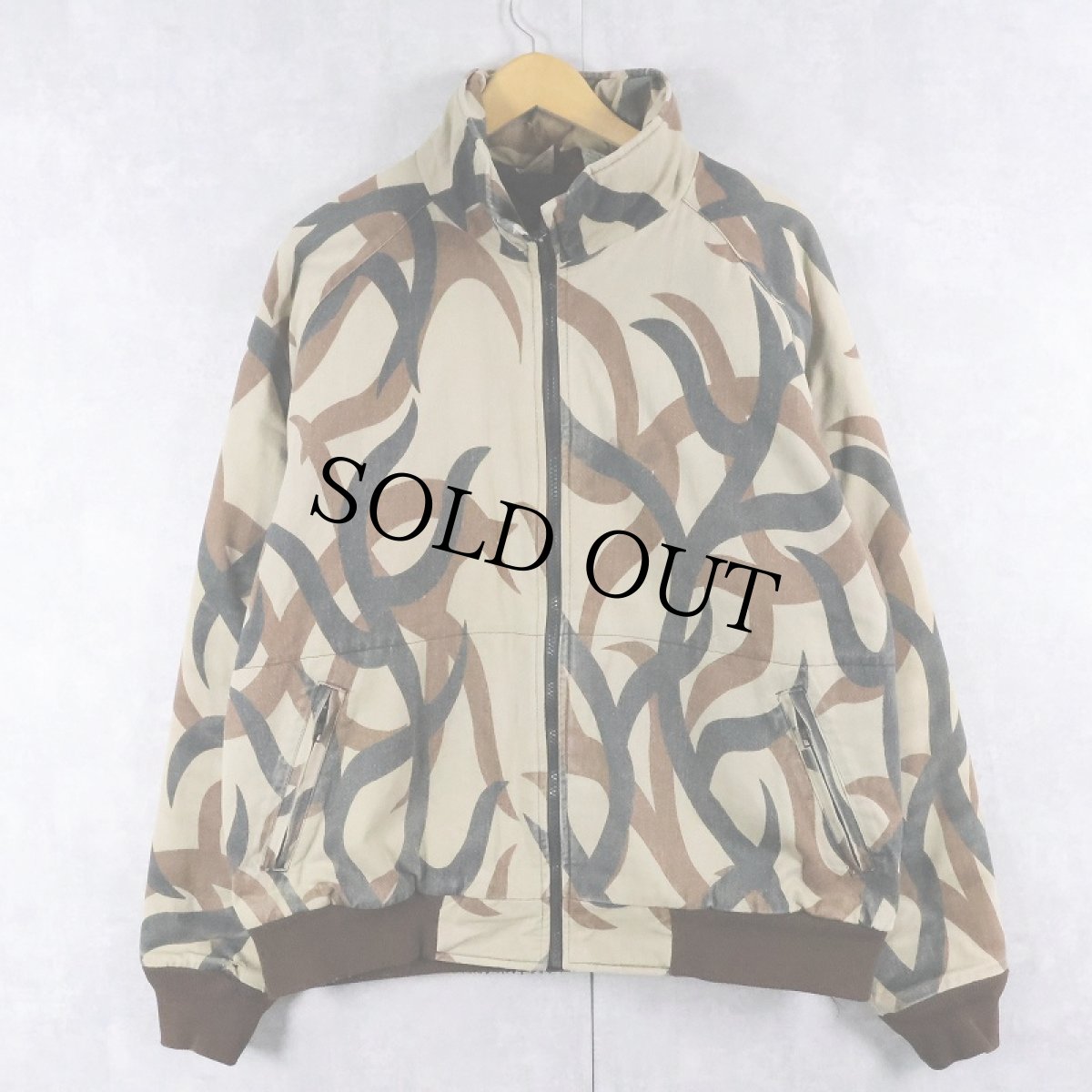 画像1: 80's ASAT トライバルカモ キルティングライナー ジップジャケット L (1)