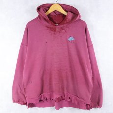 画像1: 90's NIKE 銀タグ USA製 ロゴ刺繍 スウェットフーディー XL (1)